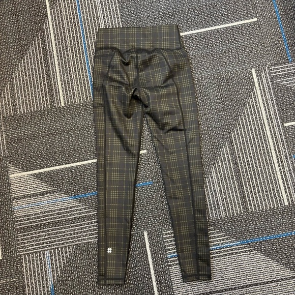 Sweaty Betty Small Super Sculpt Pocket Leggings Green Plaid Full Length - Picture 3 of 10